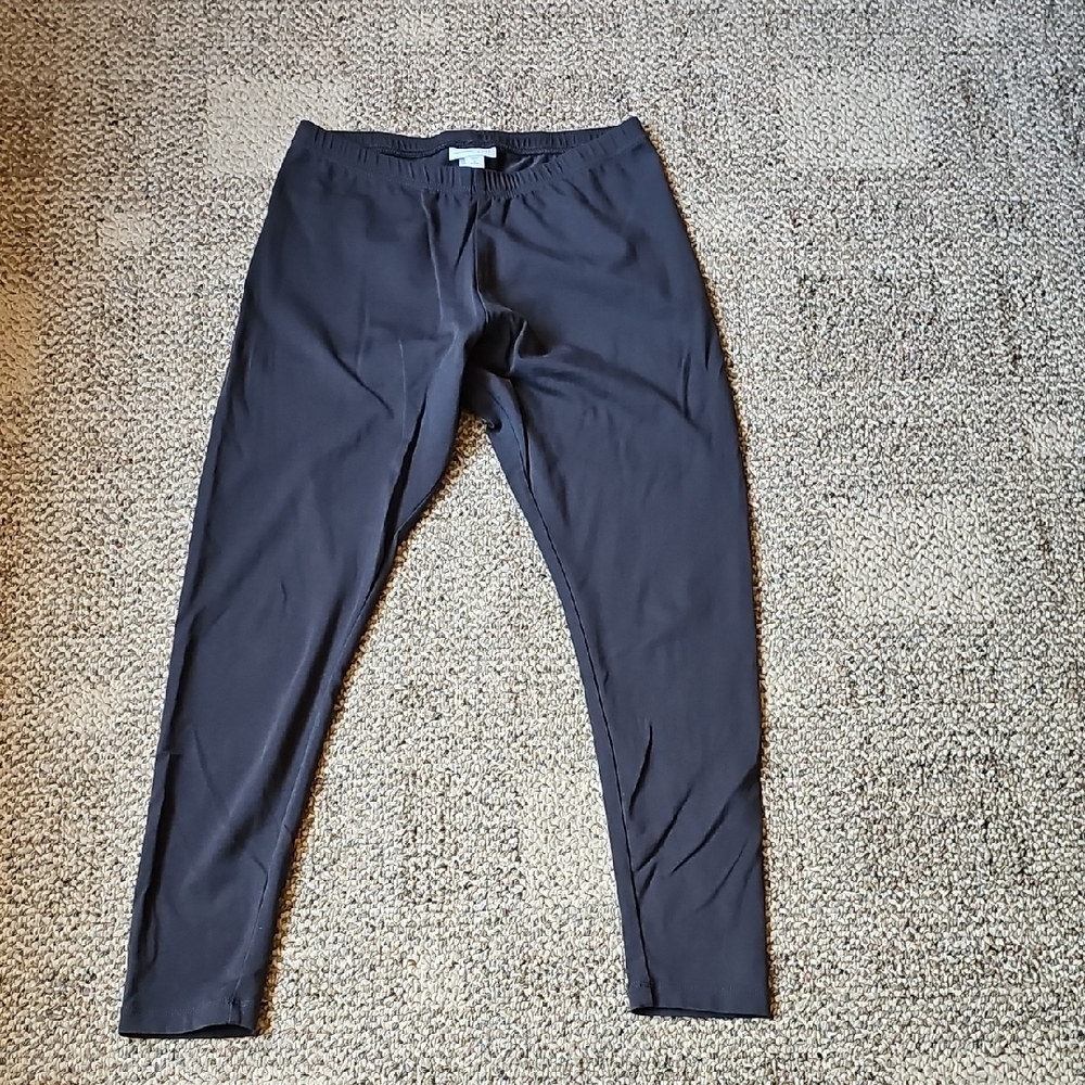 J. Jill Grey Petite Leggings with Elastic Waistband and Tapered Fit